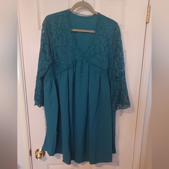 Mini Dress with Lace Detail - Picture 1 of 6